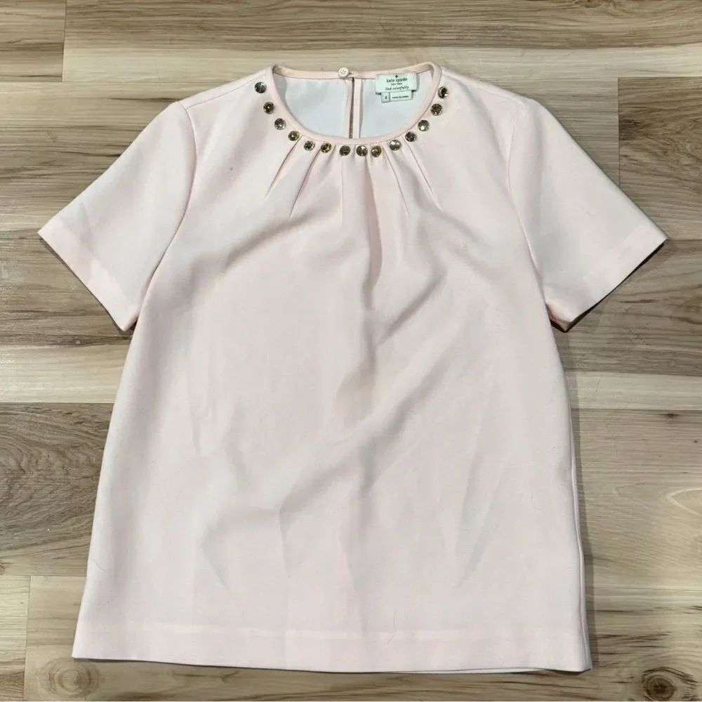 Kate Spade Blush Pink Bedazzled Blouse Top Women’s 4